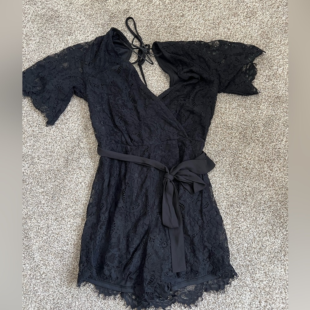 NWOT Black Lace Shorts Romper